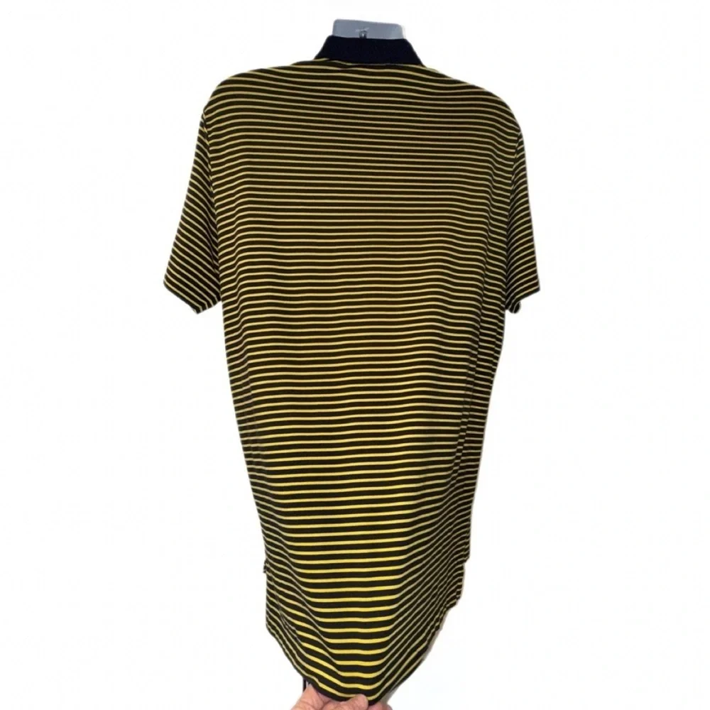 Polo Golf Ralph Lauren Performance Polo Yellow Navy Stripe Winged Logo Men’s L